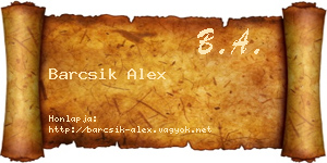 Barcsik Alex névjegykártya